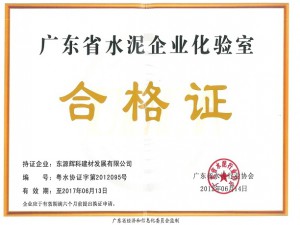 广东省水泥企业化验室合格证